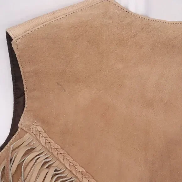 Unik Tan Leather Fringed Vest Size XXL Women's New Gauchos - Picture 10 of 16